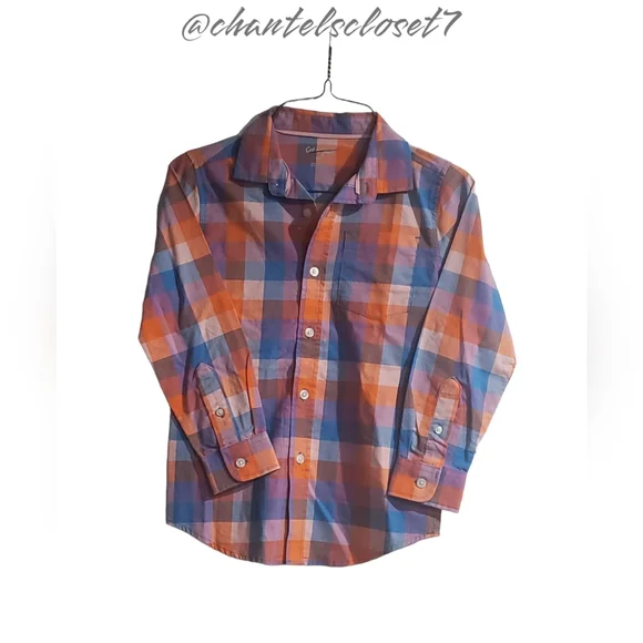 🏷2 For $20!!🏷NWT!! Cat&Jack Brand Plaid Button-Up Long Sleeve Top - Small(6/7) - Picture 3 of 9